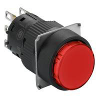 Pushbutton Ø16 round monolitic in red with spring-return and 1 C/O contact XB6EAA41P