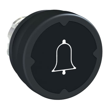 Harmony pushbutton head in metal for harsh environments with spring return and Ø37 mm pushbutton in black with white symbol (90 ° rotated), ZB4BC28001RA ZB4BC28001RA