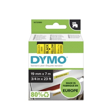 DYMO D1 tape sort/gul 19mmx7m S0720880