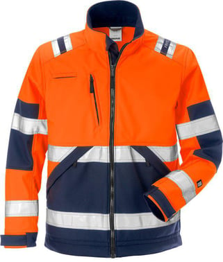 Fristads HiViz softshell jakke kl.2 4083 Orange/Marine str L 125024-271-L