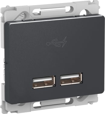 Opus 66 dobbelt 5V USB-lader, 2100 mA, 1 modul, koksgrå 506N8701
