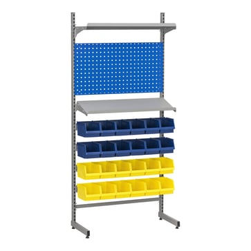 WFI L-rack 4 complete incl. 2 shelves 24 plastic bins (12 blue/12 yellow) 5-803-0