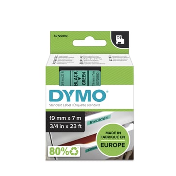 DYMO D1 tape sort/grøn 19mmx7m S0720890
