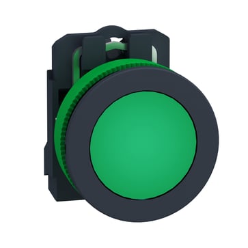 Harmony flush signallampe komplet med LED i grøn farve og 110-120VAC forsyning XB5FVG3