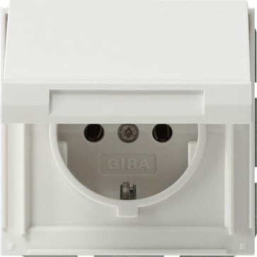 Gira TX_44 SCHUKO stikkontakt med klaplåg i blank hvid 045466
