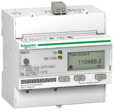 Acti9 3 faset Kilowatt-time måler til montering på DIN skinne, IEM3175 A9MEM3175