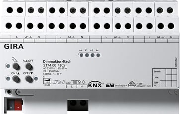 Universal-lysdæmperaktuator  4x250 W/VA KNX/EIB DIN-s 217400