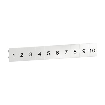 Skilte for SSD1 solid state relæer i 10x10 stk pakning med numrene 1-10 på hver strip SSDZLN1
