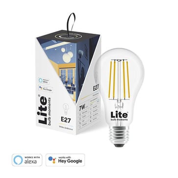 Lite Bulb Moments  A60 2700-6500K E27 7W Clear glass filament White Ambience NSL911963