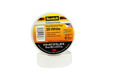 Scotch® 35 hvid farvebestandig mærke- og isolationstape flammehæmmende 19 mm x 20 m &  0.18 mm tyk 7100240608