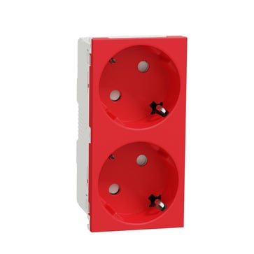 2xSchuko socket 2P+E screwless red NU306603
