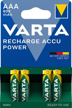 Varta battery RECHARGEABLE AAA 800mAh 4-PACK 56703101404
