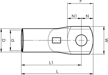 Cu-tube terminal w. narrow palm KRFS50-8, 50mm² M8 7301-290100