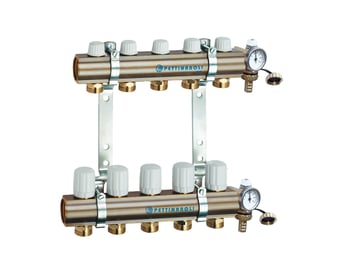 Manifold system 1X3/4, in- and outlet, incl  brackets, 20 mm fittings and end pieces, 5 outlets 7035SYS20-05