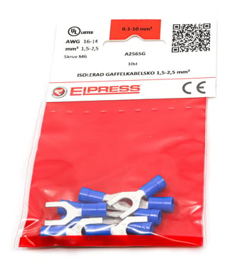 Pre-insulated fork terminal A2565G, 1.5-2.5mm² M6, Blue - In bags of 10 pcs. 7278-271403