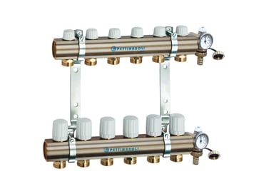 Manifold system 1X3/4, in- and outlet, incl  brackets, 20 mm fittings and end pieces, 6 outlets 7035SYS20-06