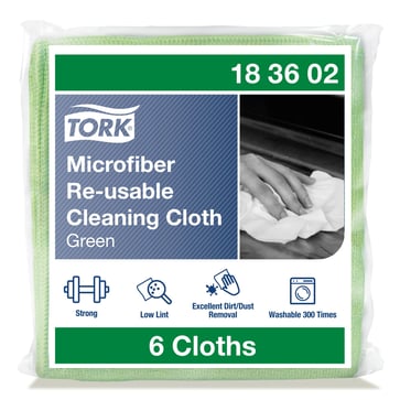 Tork Microfibre Re-Usable Cleaning Cloth, Green, 183602 183602