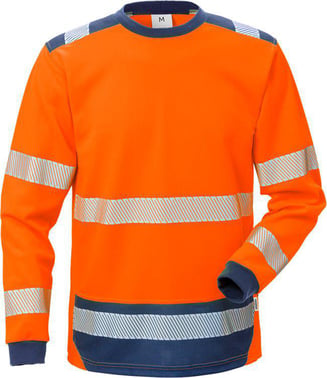 Fristads HiViz langærmet T-shirt kl.3 7724 Orange/Marine str XS 114100-271-XS