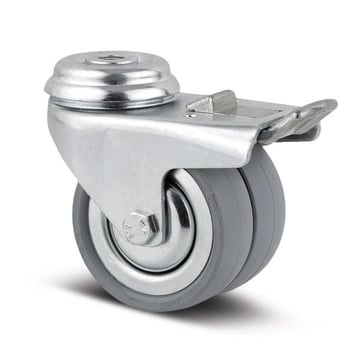 Swivel loose dobbelt gaffel with brake, 75 mm, 100 kg, with bolt hole 00003129
