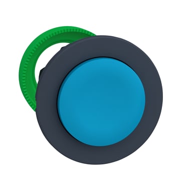 Harmony flush trykknapshoved i plast med fjeder-retur og høj trykflade i blå farve ZB5FL6