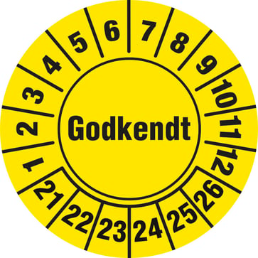 Kalibreringsmærke 'Godkendt' gul vinyl 10stk 402007
