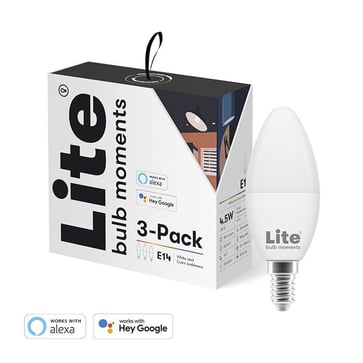Lite Bulb Moments E14 C35 RGB 2700 - 6500K 4,5W Mælkehvid kertel lyskilde  Wi-Fi  3 pakke NSL911962